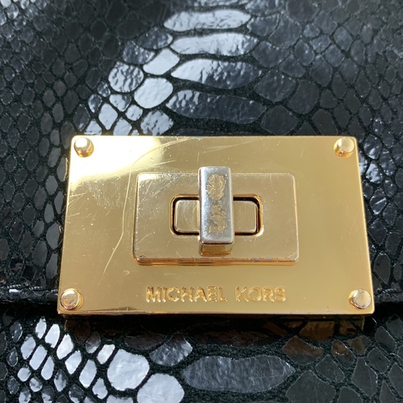 MICHAEL Michael Kors Black Python Embossed Leather Crossbody - Picture 12 of 16